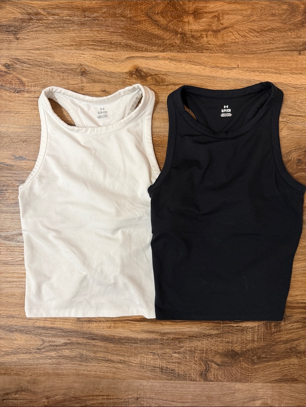 Under Armour Women's Racerback Tank Tops - Black & White Set with Built in Bra
